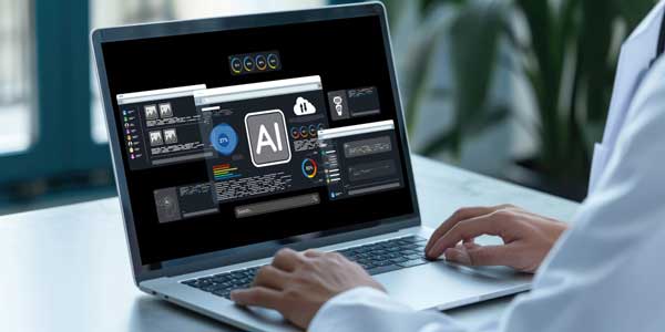 Person on laptop with apps — Aipick Zone